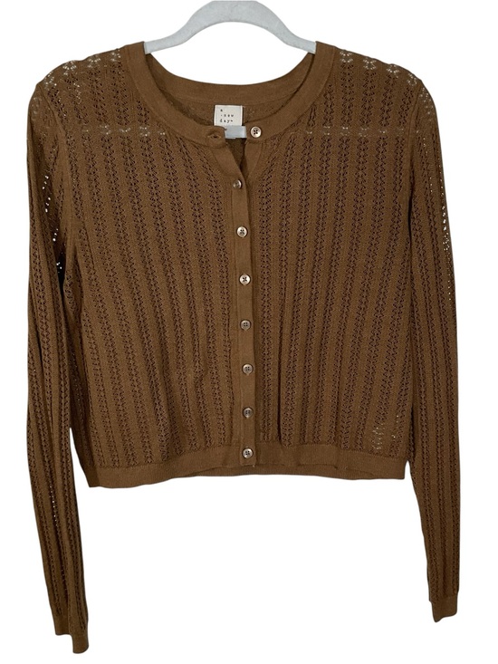 a new day Sweaters - a new day Women’s Brown Button Up Long Sleeve Cropped Sweater. Size L
